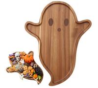Potchen Halloween Cutting Board Wood Charcuterie Gothic Acacia Wood Cutting Board Spooky funny tableware Gifts for Halloween Day of The Dead Party Decor (Ghost)