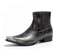POTENCE STAR Men’s Chelsea Cowboy Boots, Leather Ankle Boots, Gunmetal, 13