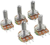 Potentiometer 10pcs WH148 Carbon Film Potentiometer 20mm Shaft Amplifier Dual Stereo Potentiometer 3Pin 1K 2K 5K 10K 20K 50K 100K 500K 1M Ohm Electromechanical components (Size : 100K Ohm)
