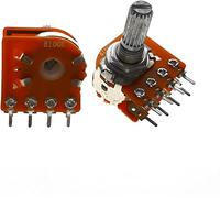 Potentiometer 2PCS 20MM 50KBX2 100KBX2 16 Type Sound Volume Potentiometer Double 8 Feet with Center Tap B50K 50K 100K Electronic Component Resistor elements (Size : 100K Ohm)