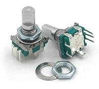 Potentiometer 2PCS Half/Plum axis Rotary Encoder, Handle Length 15mm / 20mm Code Switch/ EC11 / Digital Potentiometer with Switch 5Pin Resistor elements (Color : Half 15mm)