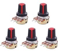 Potentiometer 5PCS Linked Potentiometer with Cap B1K 2K 5K 10K 20K 50K 100K 500K 1M Handle Length 15mm Adjustable Resistance Electronic Component Resistor elements (Size : 100K Ohm)