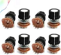 Potentiometer 8Pcs 6mm Knurled Shaft 10Pin Rotary Switch Potentiometer 2-Pole 4-Position 2P4T Electromechanical components