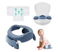 Potette Plus 2-in-1 Compact Travel Potty & Toilet Training Seat | Potty Training Essential for Toddlers | (Misty Grey)