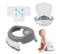 Potette Plus 2-in-1 Compact Universal Potty and Toilet Training Seat | Award-Winning Potty Training Essential for Toddlers | Grey/White