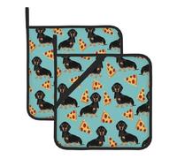 Potholder,Insulated Pot Holder Thick Heat Resistant For Bbq Cooking Baking 2 Pcs,Dachshund Pizza Dog