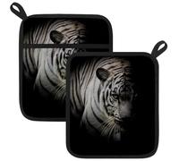 Potholders for Kitchen White Tiger, Heat Resistant Pot Holders Oven Hot Pads for Kitchen Cooking Baking BBQ(2PCS)