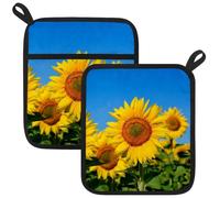 Potholders for Kitchen Yellow Sunflowers in the Field, Heat Resistant Pot Holders Oven Hot Pads for Kitchen Cooking Baking BBQ(2PCS)