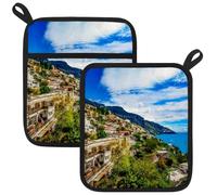 Potholders for Kitchens, Amalfi Coast Area Pot Holders Set of 2, Kitchen Heat Resistant Potholder for Microwave Cooking Baking Oven End Dishes and BBQ