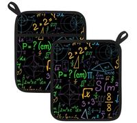 Potholders for Kitchens, Math Geometrical Plots Equation Calculations Area Pot Holders Set of 2, Kitchen Heat Resistant Potholder for Microwave Cooking Baking Oven End Dishes and BBQ