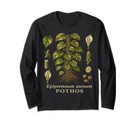 Pothos Botanical Anatomy Vintage Indoor Plant Study Long Sleeve T-Shirt