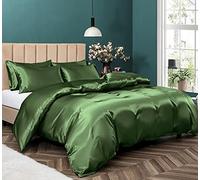 Pothuiny 5-Piece Satin Duvet Cover Set, Luxury Silky Sage Green Duvet & Pillow Cases with Zipper Closure, Full/Queen Size