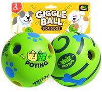 POTING Giggle Ball for Dogs 2 Pack, Interactive Dog Toys, Funny Giggle Sound Toy Ball, Chew Toys for Large Medium Small Dogs, Fun Giggle Sounds Attract Attention When Rolled or Shaken - 3.14 inch