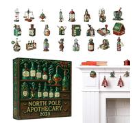 Potion - 24 Pieces Christmas Advent Potion Ornament | 2D Acrylic Kids Christmas Countdown Calendar for Holidays, Birthdays, Offices, Home, Room Door, School, Apartment