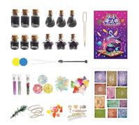 Potion Making Kit - Science Experiment DIY , Beginner Little Magician Craft Set with ć Bottles, Glitter, Luminous Stones & Accessories, Girl Gift, 25x19x4.5cm