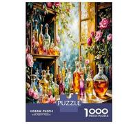 Potion Shelf Flowers 1000 Piece Jigsaw Puzzle Bundle Magical Alchemy Vibe Jigsaw Puzzle Extra-Thick Cardboard Collector Mind Relaxation Travel Office Break Holiday 38x26cm/1000pcs