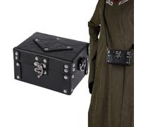 Potions Box With Bottles - PU Leather 14x11x8cm | Set 12 Bottles Medieval Costume With Shoulder Strap | Alchemical Bottles Box For Halloween, Cosplay, Party Decoration And Role Play