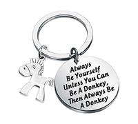 POTIY Inspirational jewelry Donkey Gift Always Be Yourself keychain Funny Pet Animal Lover Gift - - S