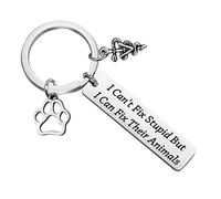 POTIY Veterinarian Gifts Medical Veterinary Practitioner Vet Gift I Can’t Fix Stupid but I Can Fix Their Animals Keychain Veterinarian Keychain