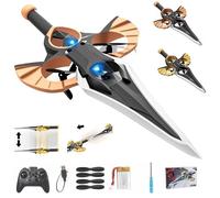 POTKFMN Remote Flying Sword, Flying Sword Control By Hand, 360° Stunt Flip, One-Button Lifting, Three-Speed AdjustmentLightweight Easy to Fly Rc Glider (Brass Color-Remote Control)