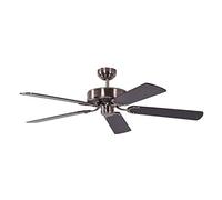 Potkuri 52 inch / 132 cm Aged Silver Ceiling Fan without Lights with Pull Cord and Blade Colour Black