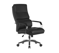 Potomac Leather Effect Managers Chair with Mesh Armrests, Padded Lumbar Support & Headrest - Black