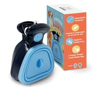 potomo Dog Pooper Scooper - Hands-Free Dog Poop Scooper with Bag Attachment & One-Handed Use - Clip-On, Portable Poop Scoop for Small & Medium Dogs - Built-in Dispenser with 10 Bags (Blue)