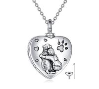 POTOPYY Urn Necklaces for Ashes 925 Sterling Silver Dog/Cat/Wolf Ash Necklace Cremation Pendant Keepsake Memorial Jewelry Christmas Gifts for Women Pet Lovers, L, Sterling Silver, No Gemstone