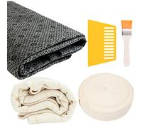 potow Tufted Cloth Kit - 1.5M×1M Tufting Cloth,1.8M×1M Non-Slip Backing Fabric, 3cm×50M Carpet twill tape,Mini Brush and Scraper,for Cut/Loop Pile Rug Tufting Gun