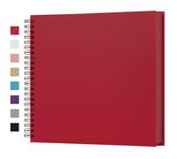 potricher 12 x 12 Inch Large DIY Scrapbook Photo Album 80 Pages Thick Kraft Blank Red Paper Memory Book for Wedding and Anniversary Family (Red, 12 Inch)