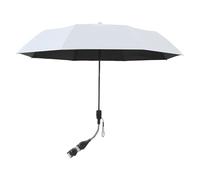 POTRUWE Chair Umbrella with Universal Clamp, 360°Adjustable Beach Umbrella Portable Sun Shade Umbrella for Wheelchairs, Patio Chairs, Beach Chairs (Silver)