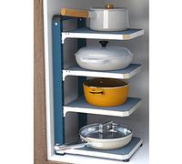 Pots and Pans Organiser Rack - Adjustable Saucepan Stand Holder for Kitchen Cupboard Storage, Detachable Snap-on Design - Keep Your Cookware tidy