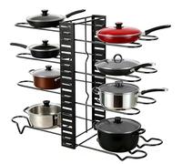 Pots and Pans Organizer 8 Tier Adjustable Rack for Cabinet with 3 DIY Methods Detachable Pot Lid Holder Stand for Big Stockpots Chopping Board Baking Tray Kitchen Organization