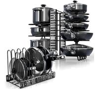 Pots and Pans Organizer Under Cabinet - 8-Tier Adjustable Pan Organizer Rack for Cabinet - Heavy-Duty Pot & Pan Organizer - Perfect to Store Pots, Pans, Lids - Easy Kitchen Organization and Storage