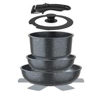 Pots and Pans Set Non Stick 5 Piece,Frying Pan Set for Induction Hobs (Black)