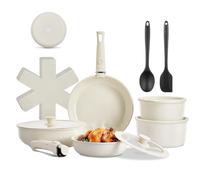 Pots and Pans Sets Non Stick,17 Piece Pot Set with Detachable Handles, Ceramic Coated Bottom, Induction Pan Set, Stackable Ceramic Cookware Set, Oven Safe, Pfoa Free, Dishwash