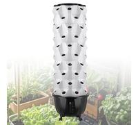Pots Vertical Hydroponics Tower, Holes: 48/64/80/96, Built-in Storage Tank(65L), Floors 6-12: Height 119-227cm, for Home Garden & Small Farm,80 hole
