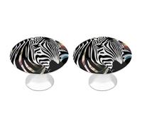 POTSCBVW 2 Pack Abstract Animal Zebra Cabinet Knobs Round 1.1" X 0.8" - Stainless Steel Drawer Pulls Minimalism Drawer Knobs Cabinet Hardware for Kitchen, Furniture Doors & Drawers