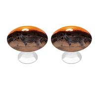 POTSCBVW 2 Pack Africa Sunset Zebra Cabinet Knobs Round 1.1" X 0.8" - Stainless Steel Drawer Pulls Minimalism Drawer Knobs Cabinet Hardware for Kitchen, Furniture Doors & Drawers