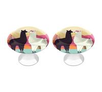 POTSCBVW 2 Pack Alpacas in Love in The Mountains Cabinet Knobs Round 1.1" X 0.8" - Stainless Steel Drawer Pulls Minimalism Drawer Knobs Cabinet Hardware for Kitchen, Furniture Doors & Drawers