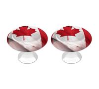 POTSCBVW 2 Pack Canadian Flag Cabinet Knobs Round 1.1" X 0.8" - Stainless Steel Drawer Pulls Minimalism Drawer Knobs Cabinet Hardware for Kitchen, Furniture Doors & Drawers