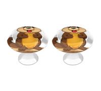 POTSCBVW 2 Pack Cartoon Animated Beaver Cabinet Knobs Round 1.1" X 0.8" - Stainless Steel Drawer Pulls Minimalism Drawer Knobs Cabinet Hardware for Kitchen, Furniture Doors & Drawers