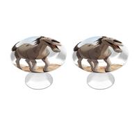 POTSCBVW 2 Pack Cartoon Donkey Cabinet Knobs Round 1.1" X 0.8" - Stainless Steel Drawer Pulls Minimalism Drawer Knobs Cabinet Hardware for Kitchen, Furniture Doors & Drawers