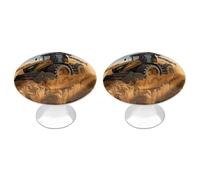 POTSCBVW 2 Pack Farm Tractor Harvest Cabinet Knobs Round 1.1" X 0.8" - Stainless Steel Drawer Pulls Minimalism Drawer Knobs Cabinet Hardware for Kitchen, Furniture Doors & Drawers