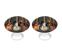 POTSCBVW 2 Pack Guitars Art Cabinet Knobs Round 1.1" X 0.8" - Stainless Steel Drawer Pulls Minimalism Drawer Knobs Cabinet Hardware for Kitchen, Furniture Doors & Drawers