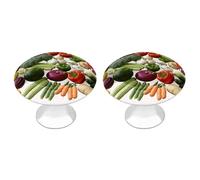 POTSCBVW 2 Pack Introduction of Various Vegetables Cabinet Knobs Round 1.1" X 0.8" - Stainless Steel Drawer Pulls Minimalism Drawer Knobs Cabinet Hardware for Kitchen, Furniture Doors & Drawers