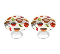 POTSCBVW 2 Pack Mexican Salsa Symbols Cabinet Knobs Round 1.1" X 0.8" - Stainless Steel Drawer Pulls Minimalism Drawer Knobs Cabinet Hardware for Kitchen, Furniture Doors & Drawers