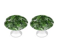 POTSCBVW 2 Pack Monstera Deliciosa Banana Palm Cabinet Knobs Round 1.1" X 0.8" - Stainless Steel Drawer Pulls Minimalism Drawer Knobs Cabinet Hardware for Kitchen, Furniture Doors & Drawers