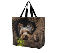 POTSCBVW A Little Yorkshire Terrier Tote Bag for Women, Reusable Large Capacity Shopping Bag Lightweight Handbag for Walking, Gym