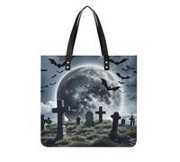 POTSCBVW Above The Cemetery Tote Bag for Women, Extra Large PU Leather Handbag, Soft Shoulder Bag for Work & Beach